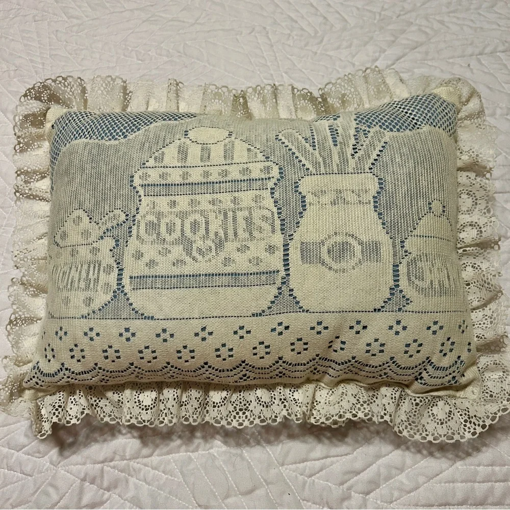 Vintage Lace Trimmed Cookie Jar Pillow